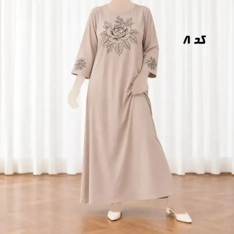 پیراهن ساحلی زنانه نخی بلند فری سایز مناسب تا سایز 54 کمر بنددار