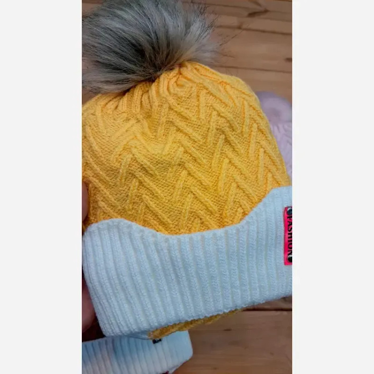ست کلاه و شال رینگی بافت بچه گانه داخل خز مناسب 1 تا 4 سال
