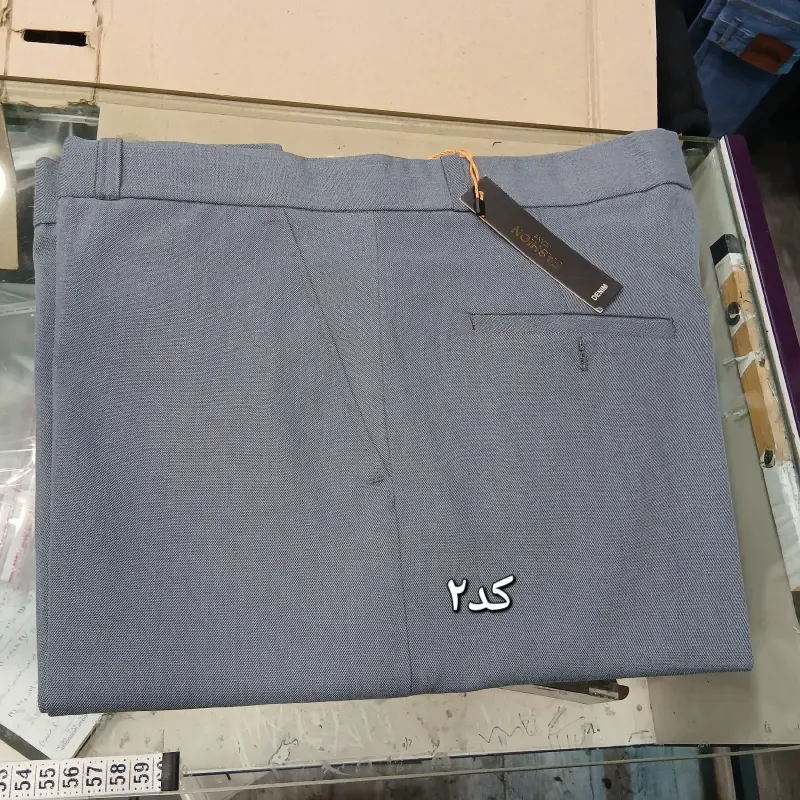 شلوار پارچه ای مردانه راسته کلاسیک نخی پارچه f رنگ ثابت سایز 42 تا 54