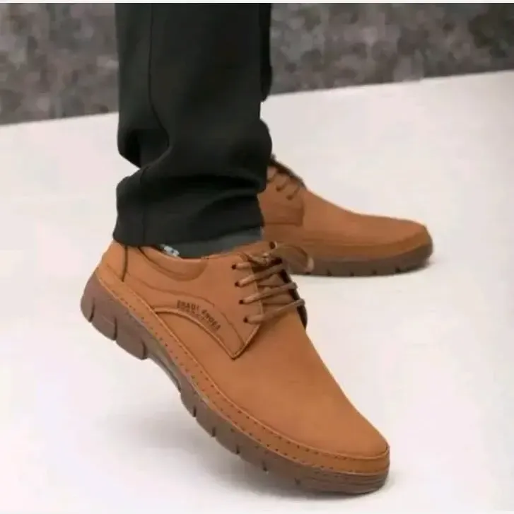 کفش مردانه اداری و رسمی مدل سبلان چرم مصنوعی رنگ عسلی تیره
